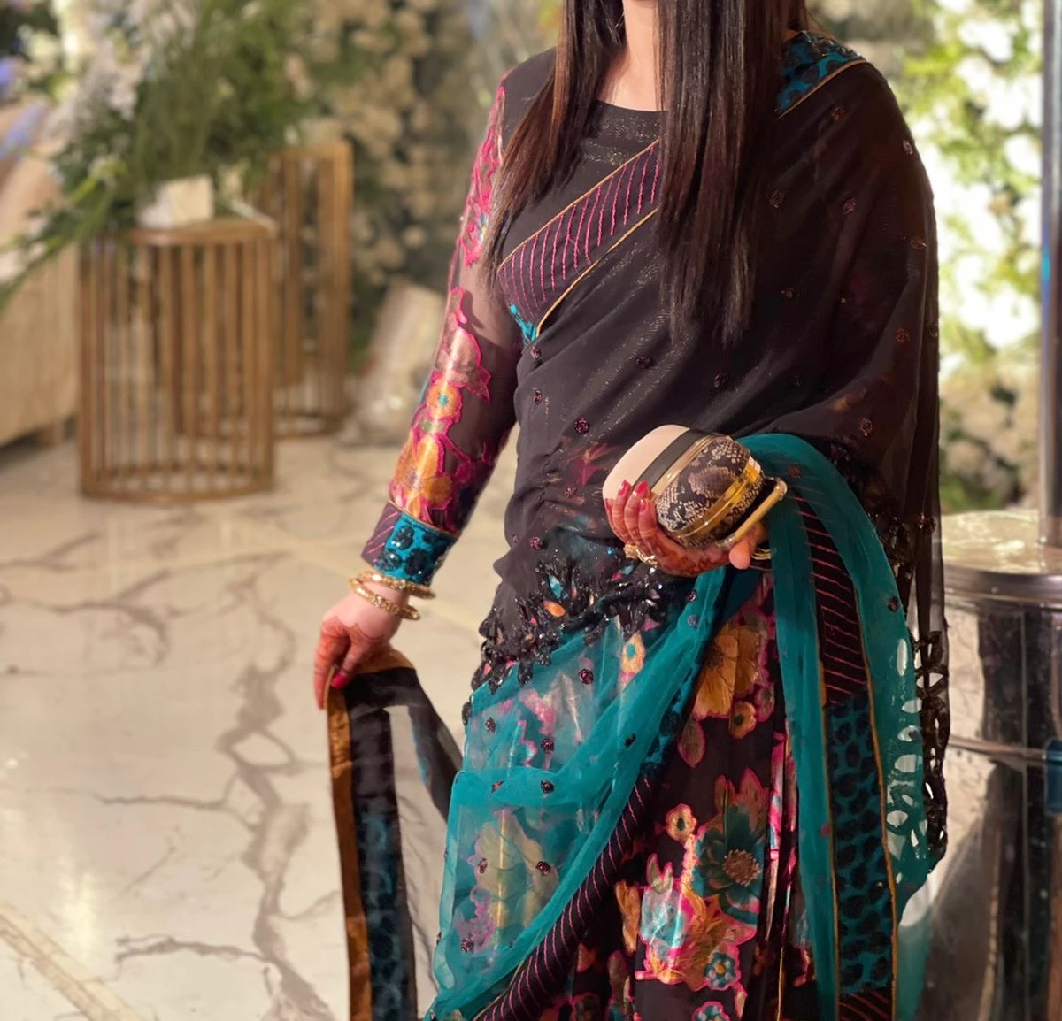 Modern Black Palachi Saree with Net Palu