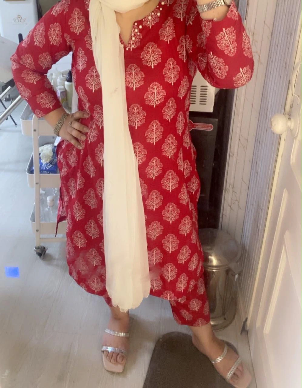 2 Piece Lawn Red Suit