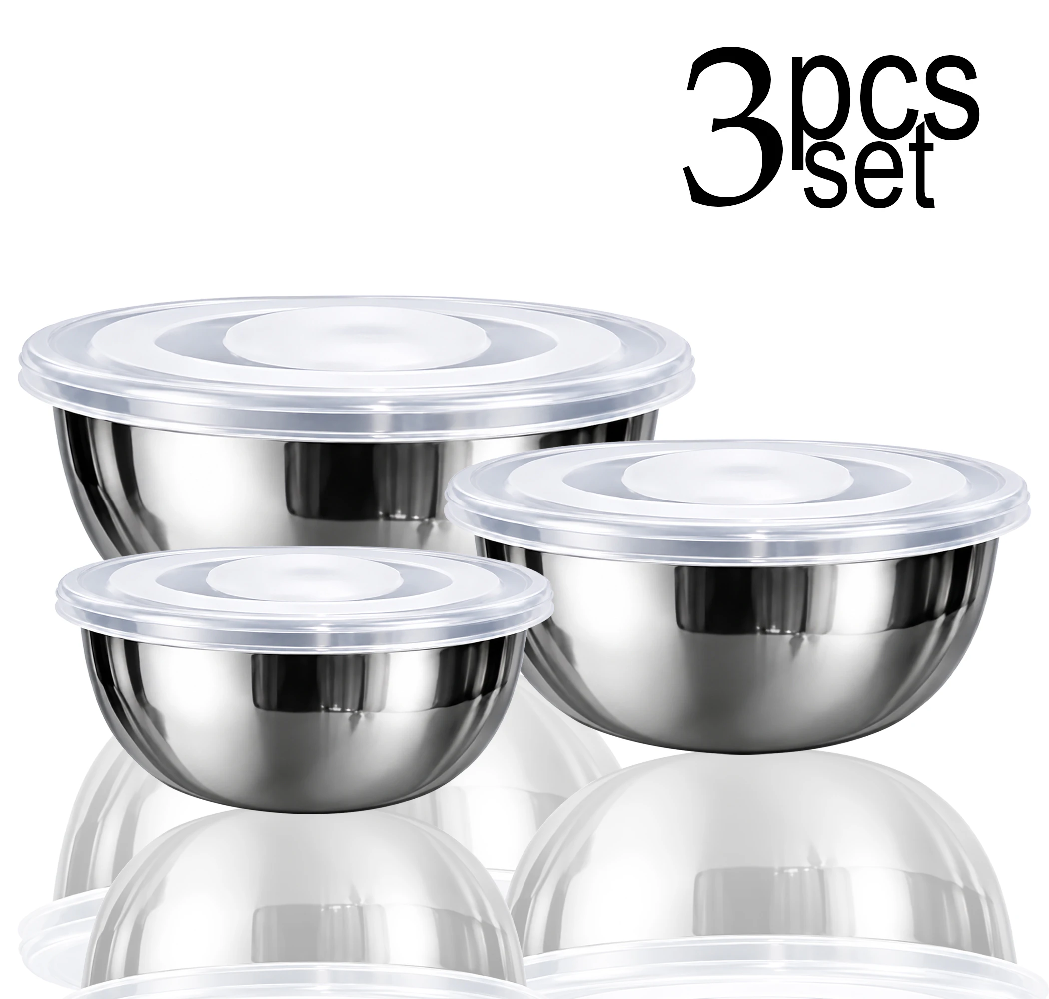 Export Quality 3pcs Stainless Steel Serving Bowl Set with Lids