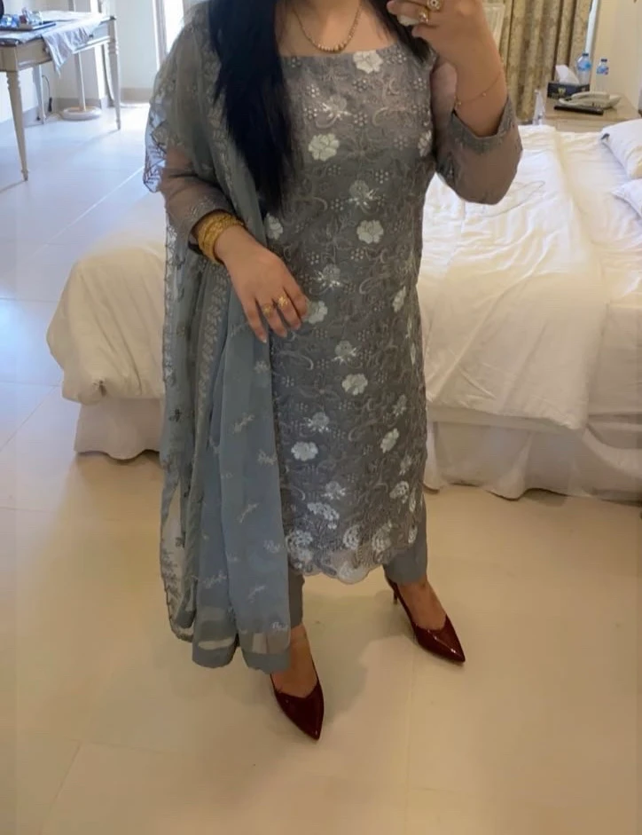Grey Chiffon Fancy Dress