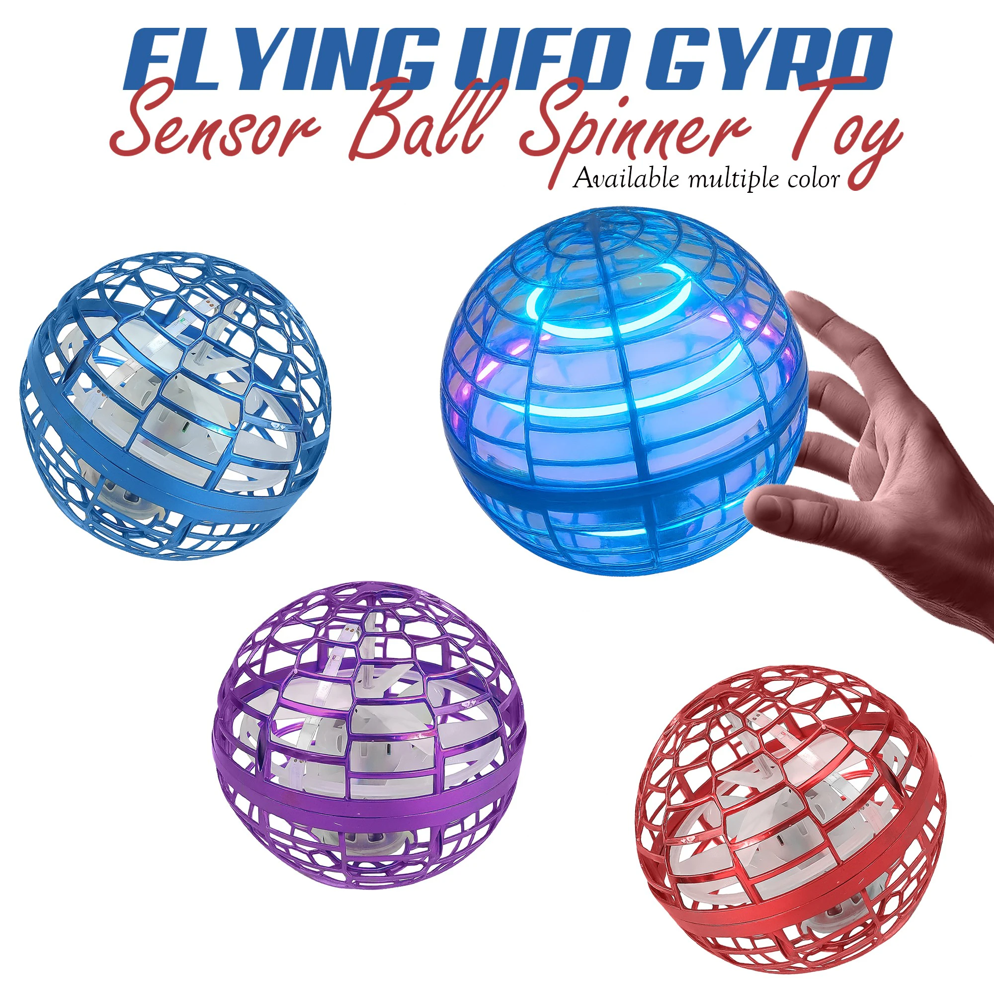 “Flying Spinner Fidget Toy – Mini UFO Ball with LED Lights, Fun Hover Trick Toy
