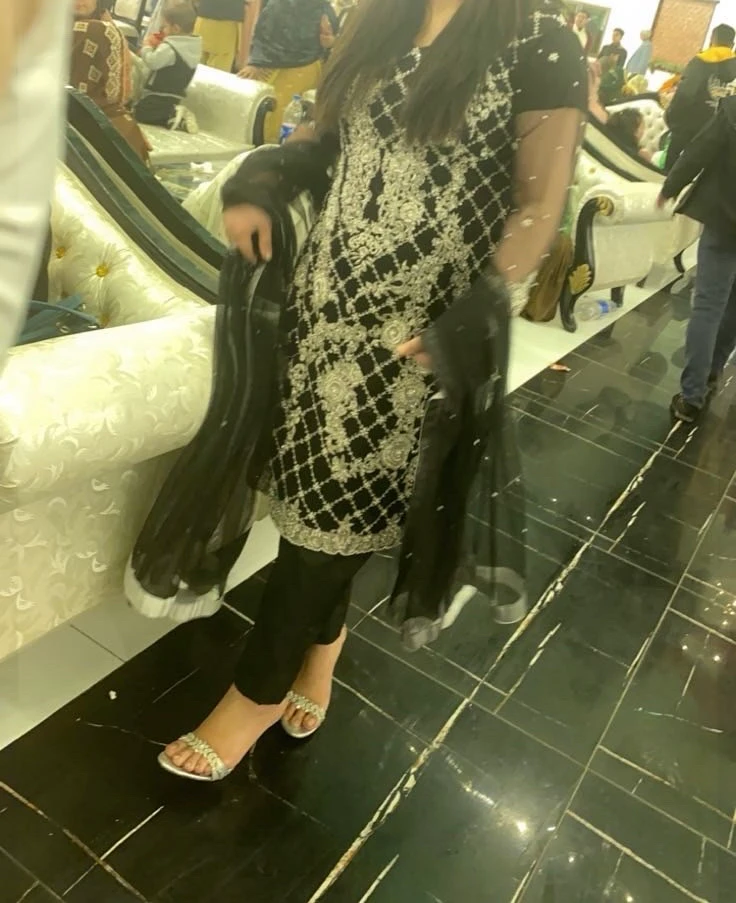 Black Dress with Silver Embroidery