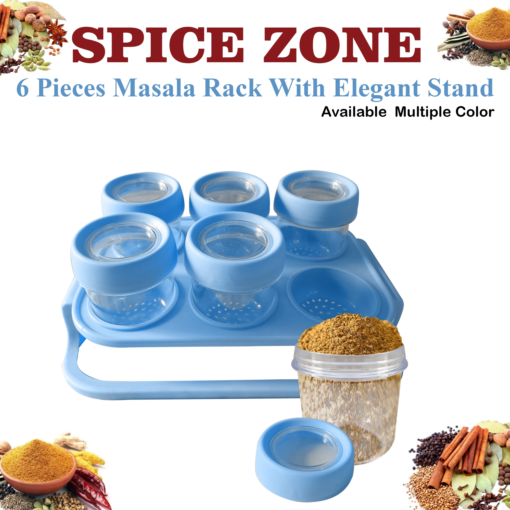 Best Quality Spice Zoon 6-Piece Container Set with Stand – Clear Magnifying Tops