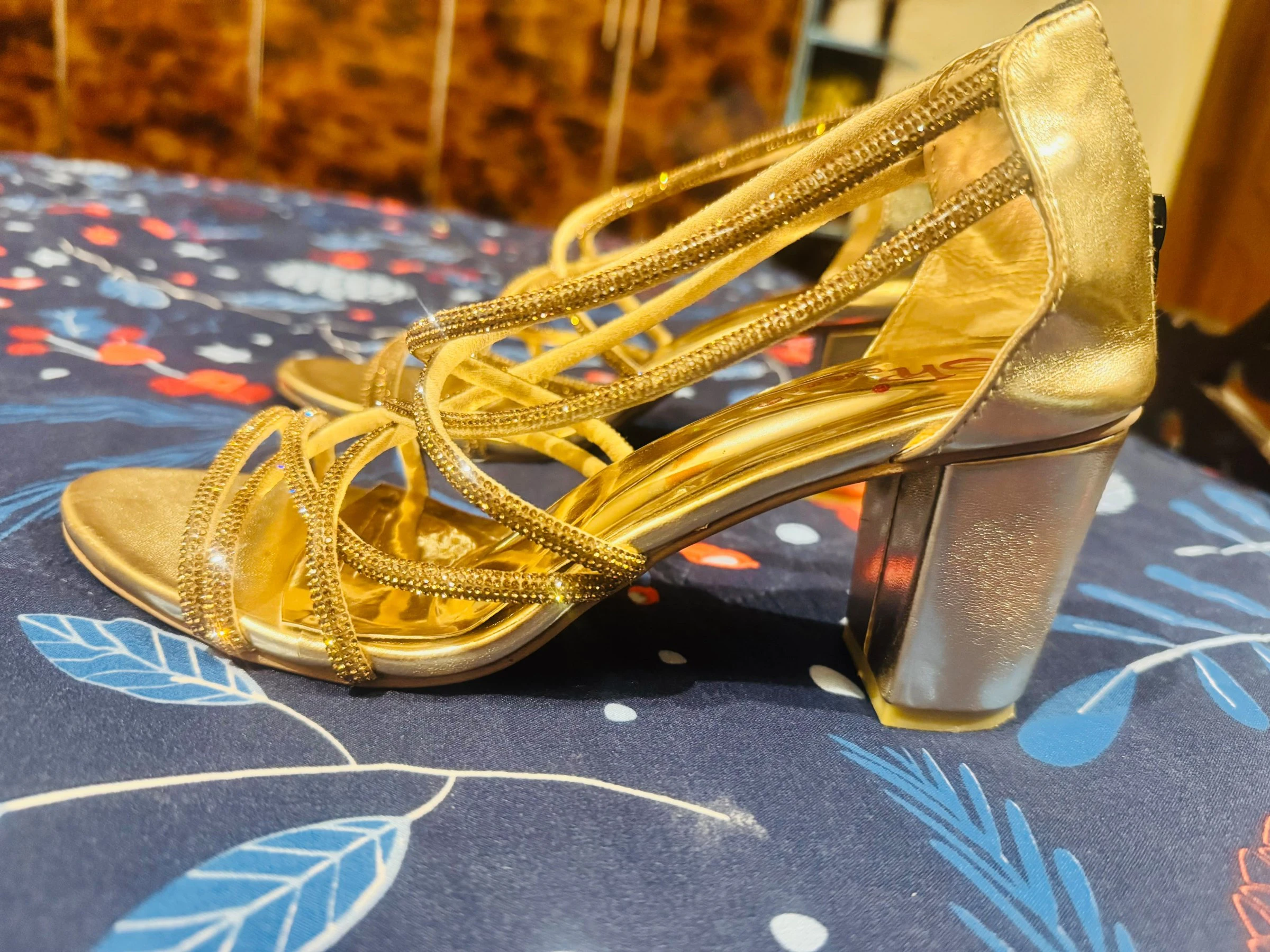 Golden block heel