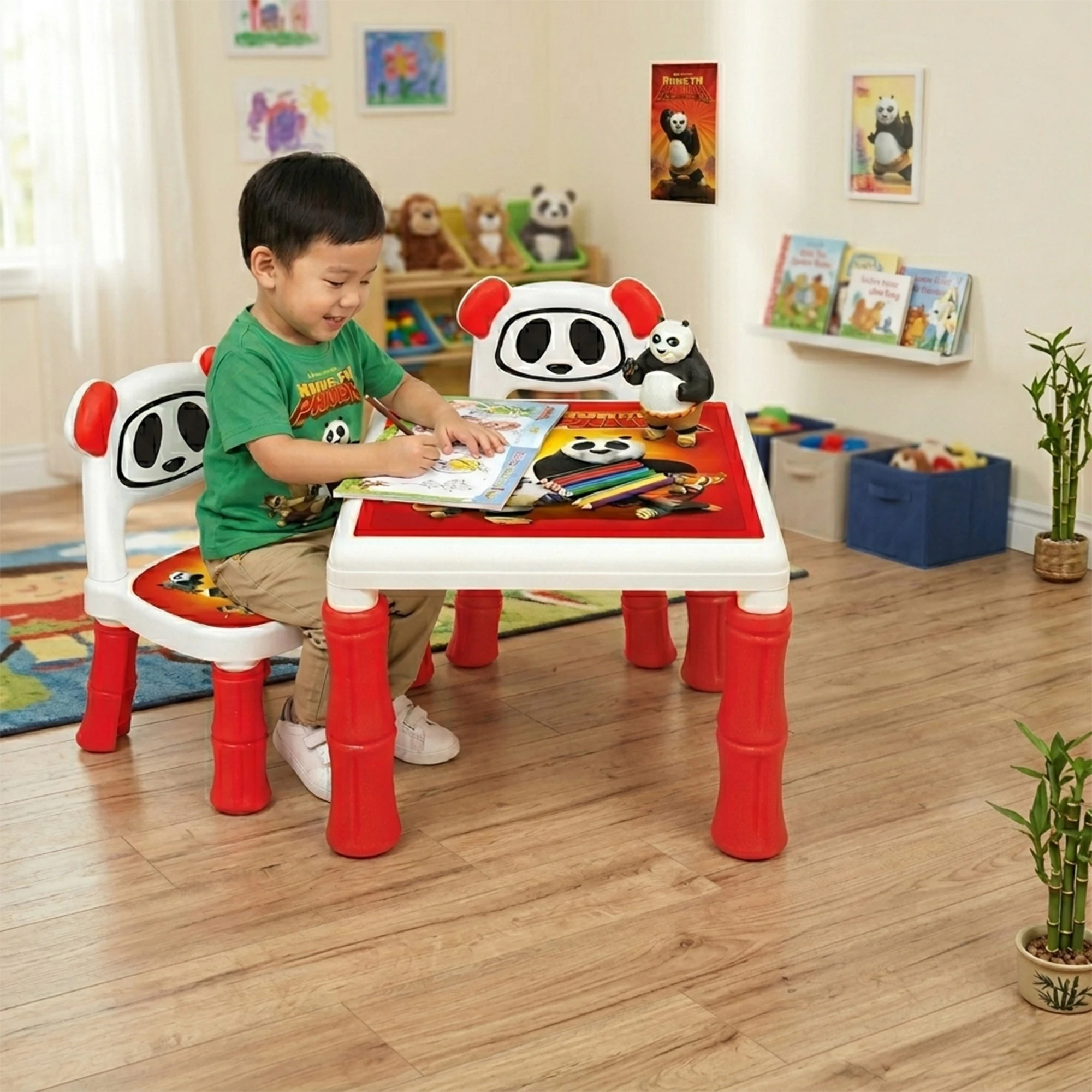 Kids Table & Chair Set with Kung Fu Panda Design – Perfect for Study & Playtime